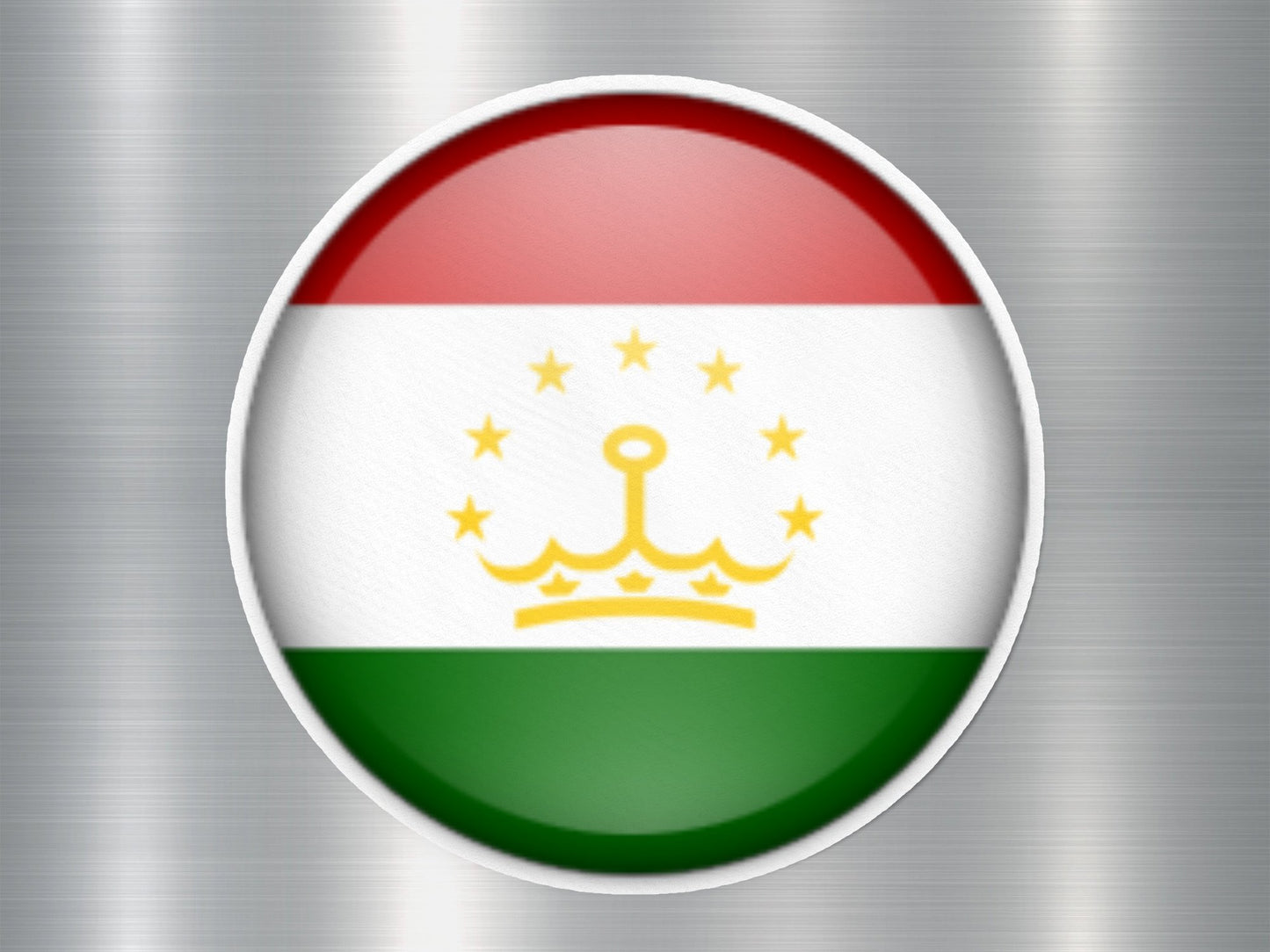 Tajikistan Button Flag Sticker