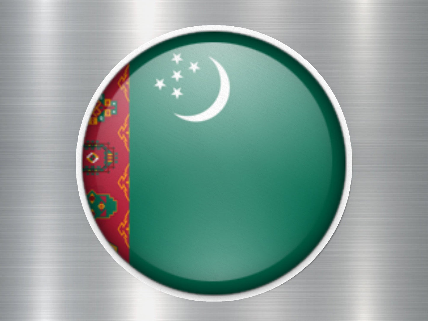 Turkmenistan Button Flag Sticker