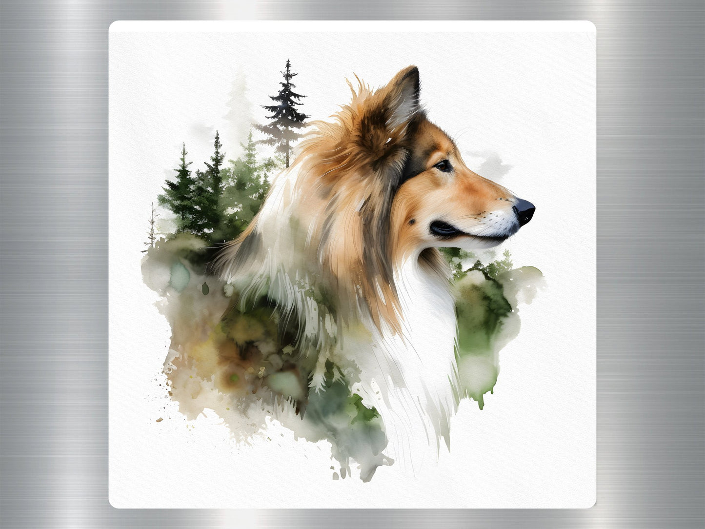 Floral Rough Collie Dog Sticker