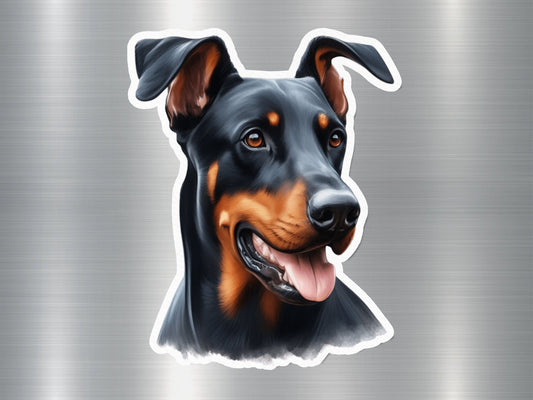 Happy Dobermann Face Dog Sticker