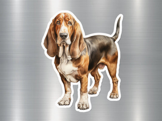 Tri Color Basset Hound Puppy Dog Sticker