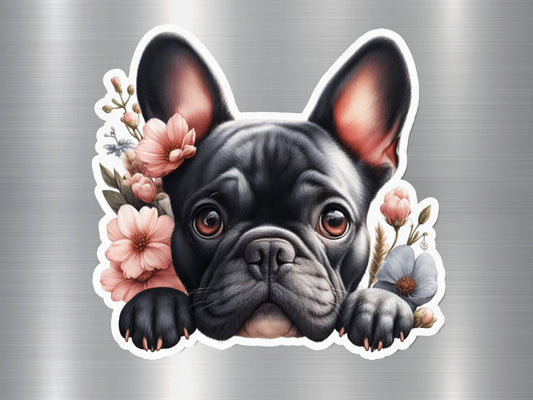 Frenchie Flower Power Dog Sticker