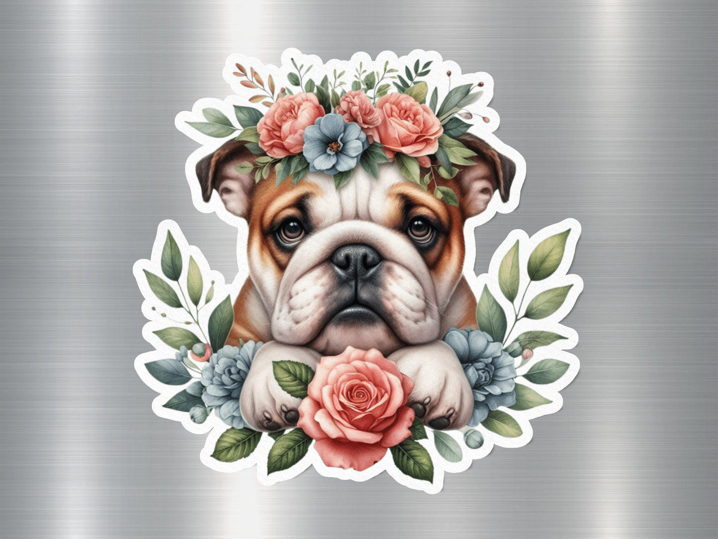 Bulldog Blossom Dog Sticker