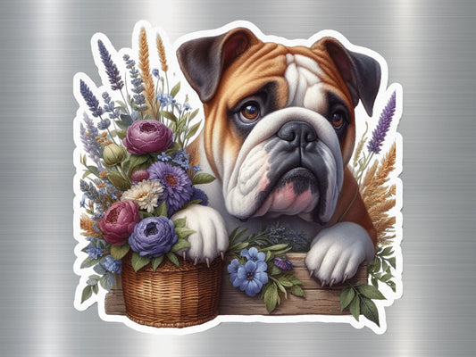 Bulldog Blossom Cutie Dog Sticker