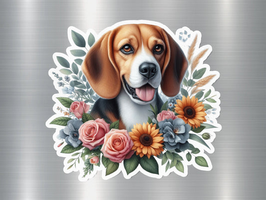 Beagle Joy Flower Dog Sticker