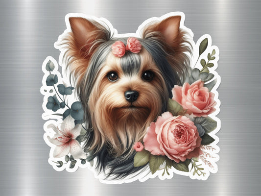 Yorkshire Terrier Flower Dog Sticker