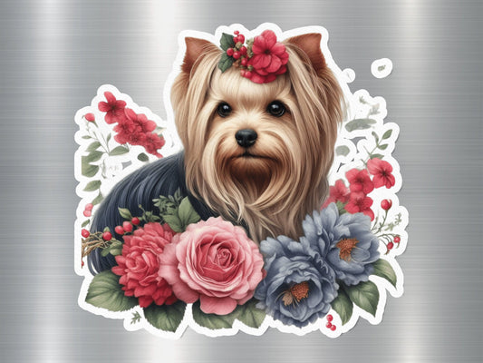 Yorkshire Terrier Sun Flower Dog Sticker