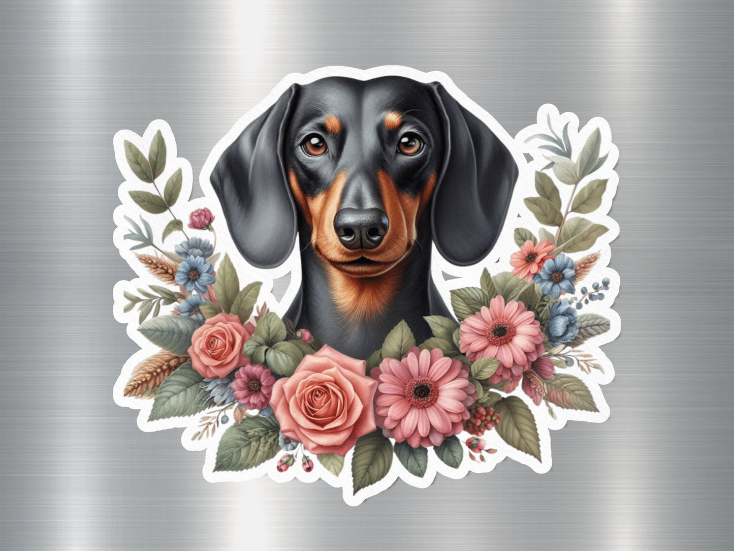 Floral Dachshund Dog Sticker