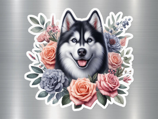 Husky Bloom Dog Sticker