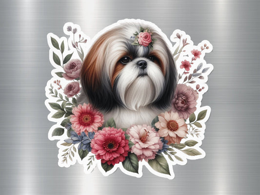 Flower Power Pup Dog Sticker