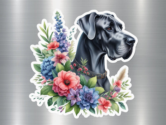 Floral Great Dane Dog Sticker