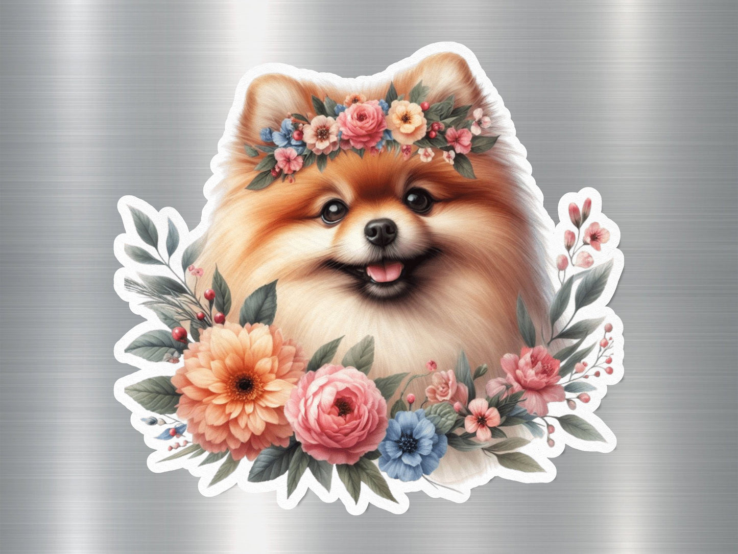 Pom with Petals Dog Sticker