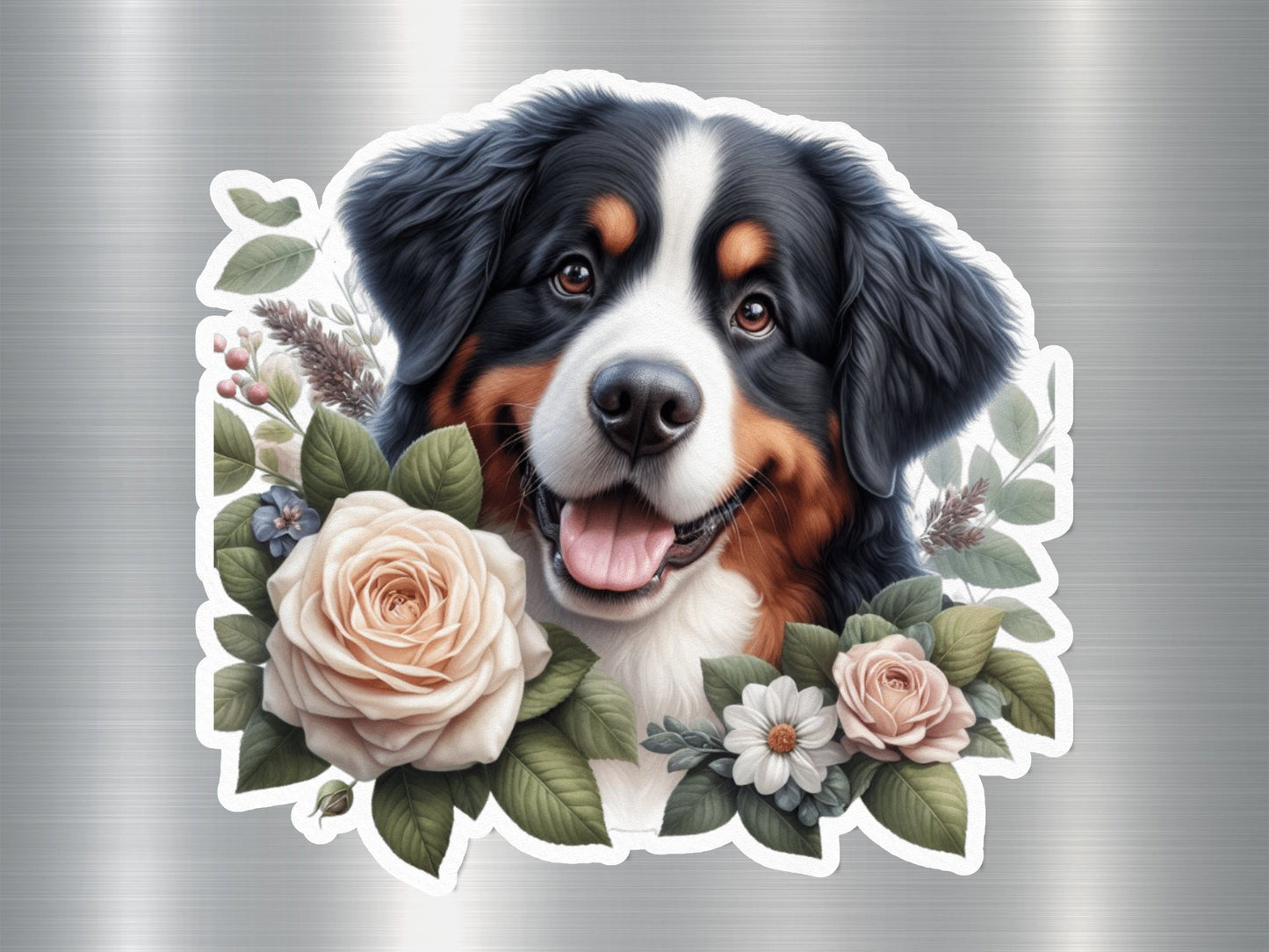 Bernese Beauty in Bloom Dog Sticker