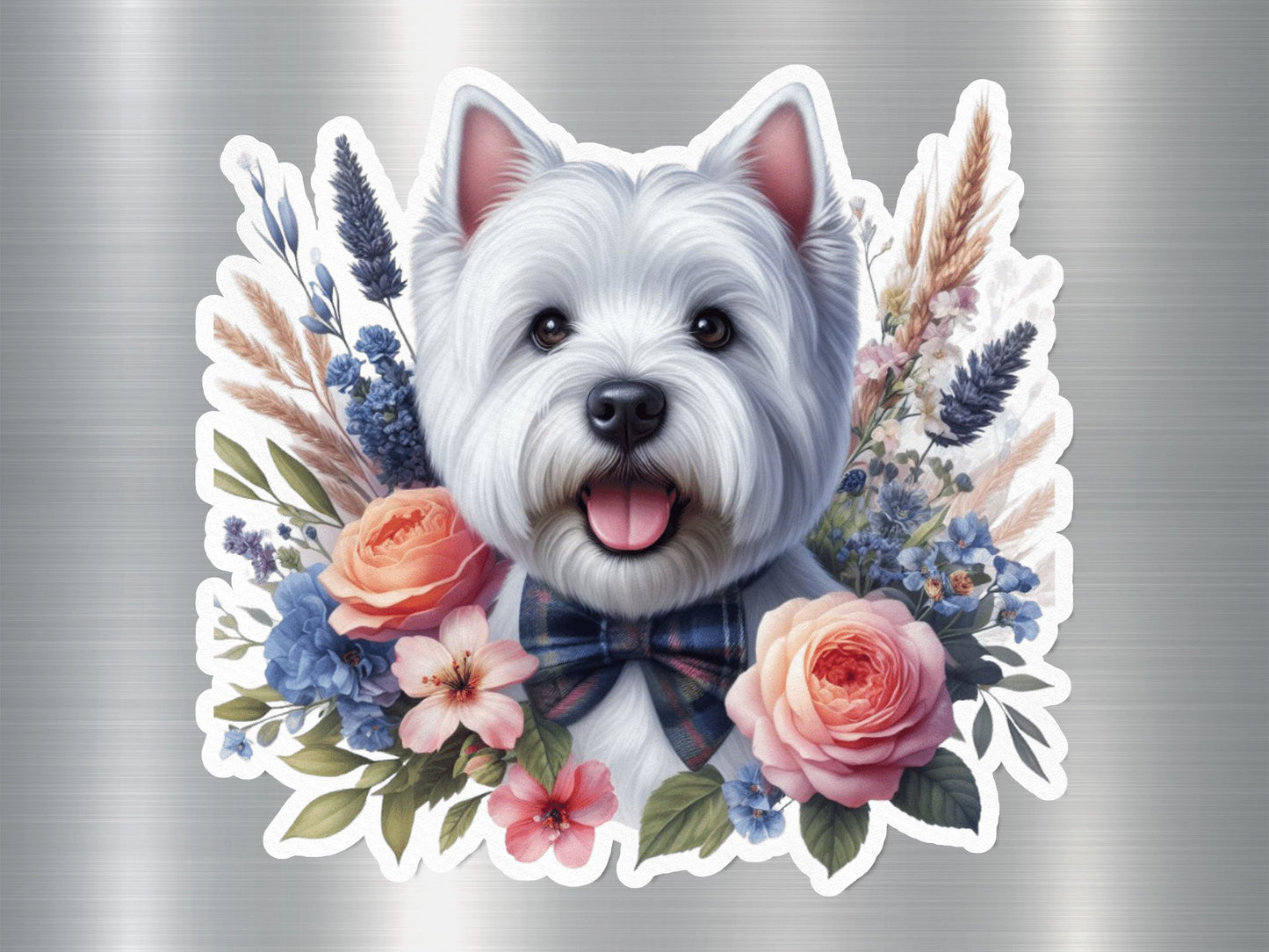 Floral Westie Dog Sticker