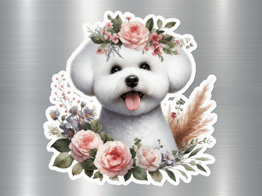 Floral Bichon Frise Dog Sticker