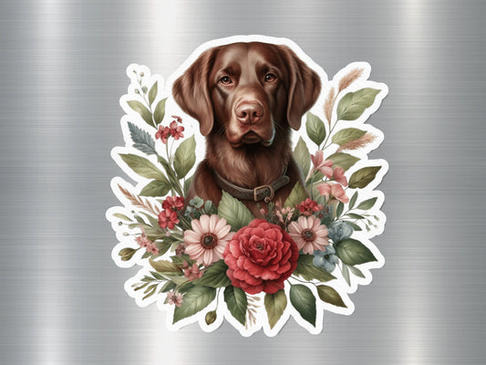 Chocolate Charm with Flowers Dog Sticker