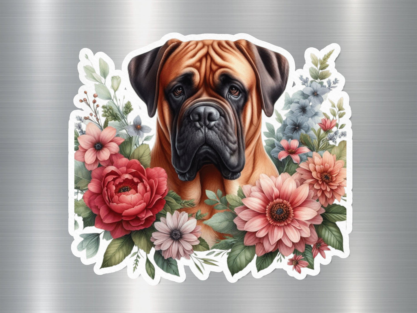 Floral Bullmastiff Dog Sticker