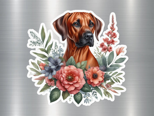 Floral Ridgeback Dog Sticker