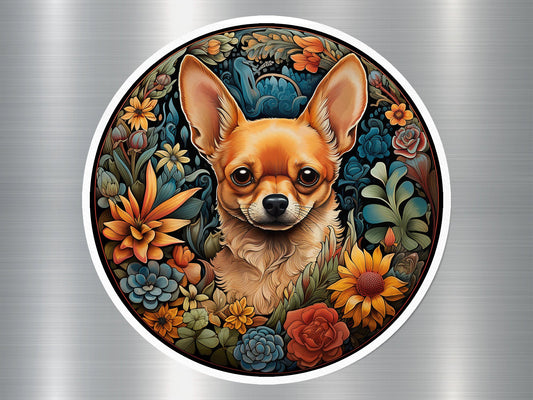 Floral Chihuahua Charm Dog Sticker