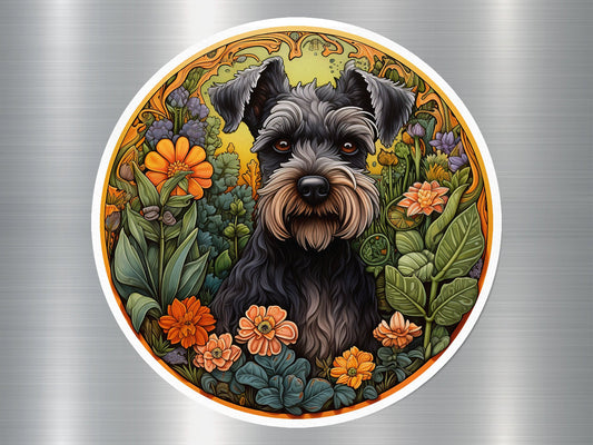 Schnauzer in Bloom Dog Sticker