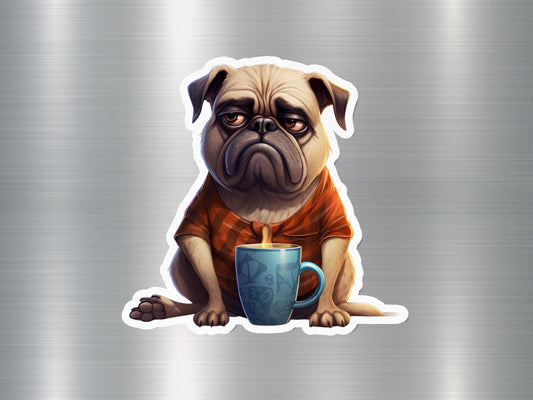 Adorable Grumpy Pug Dog Sticker