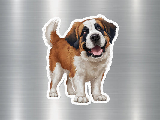 Happy Saint Bernard Dog Sticker