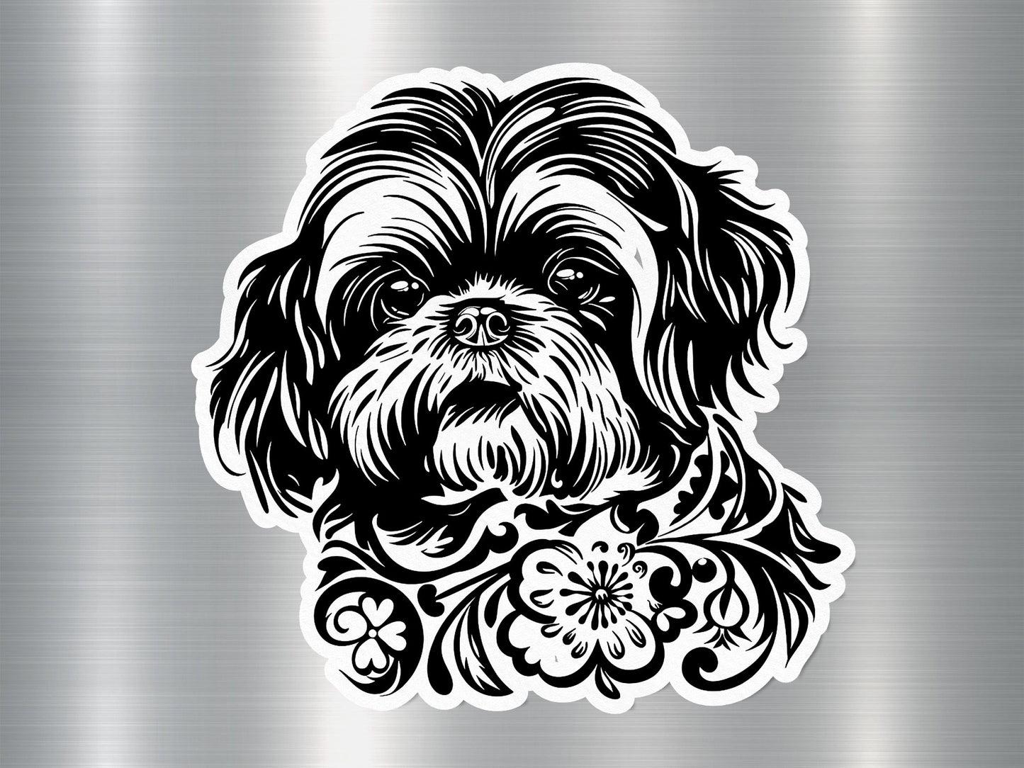 Floral Shih Tzu Dog Sticker