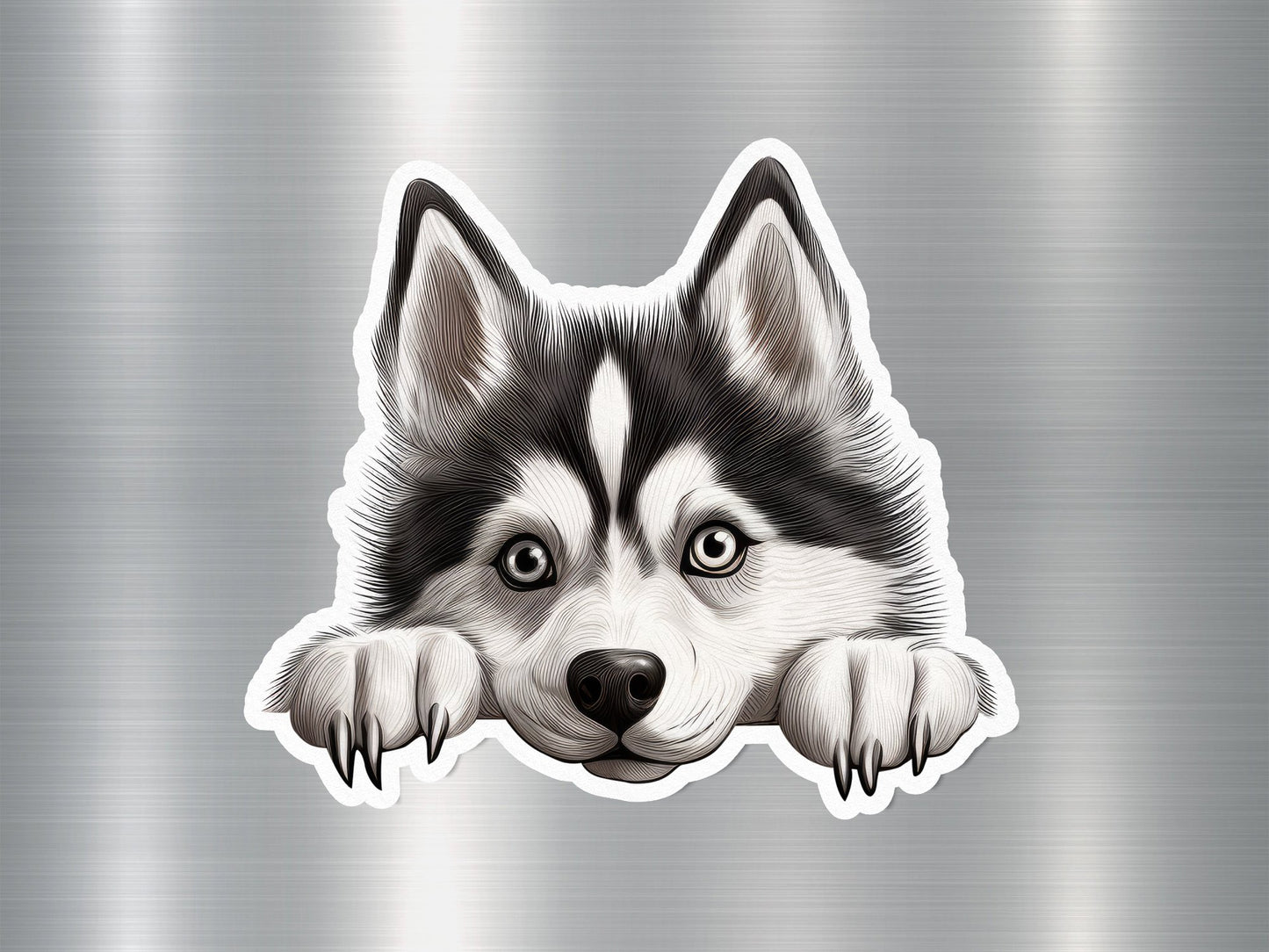 Husky peeking Over Dog Sticker