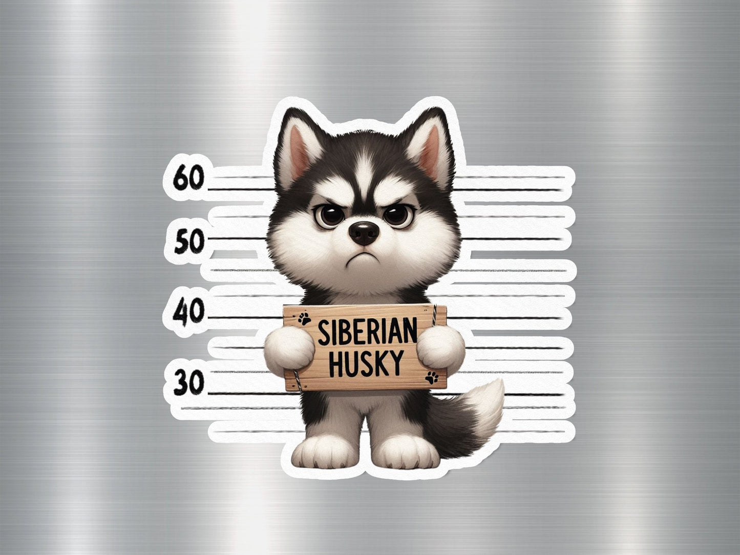 Siberian Husky Mugshot Over Dog Sticker