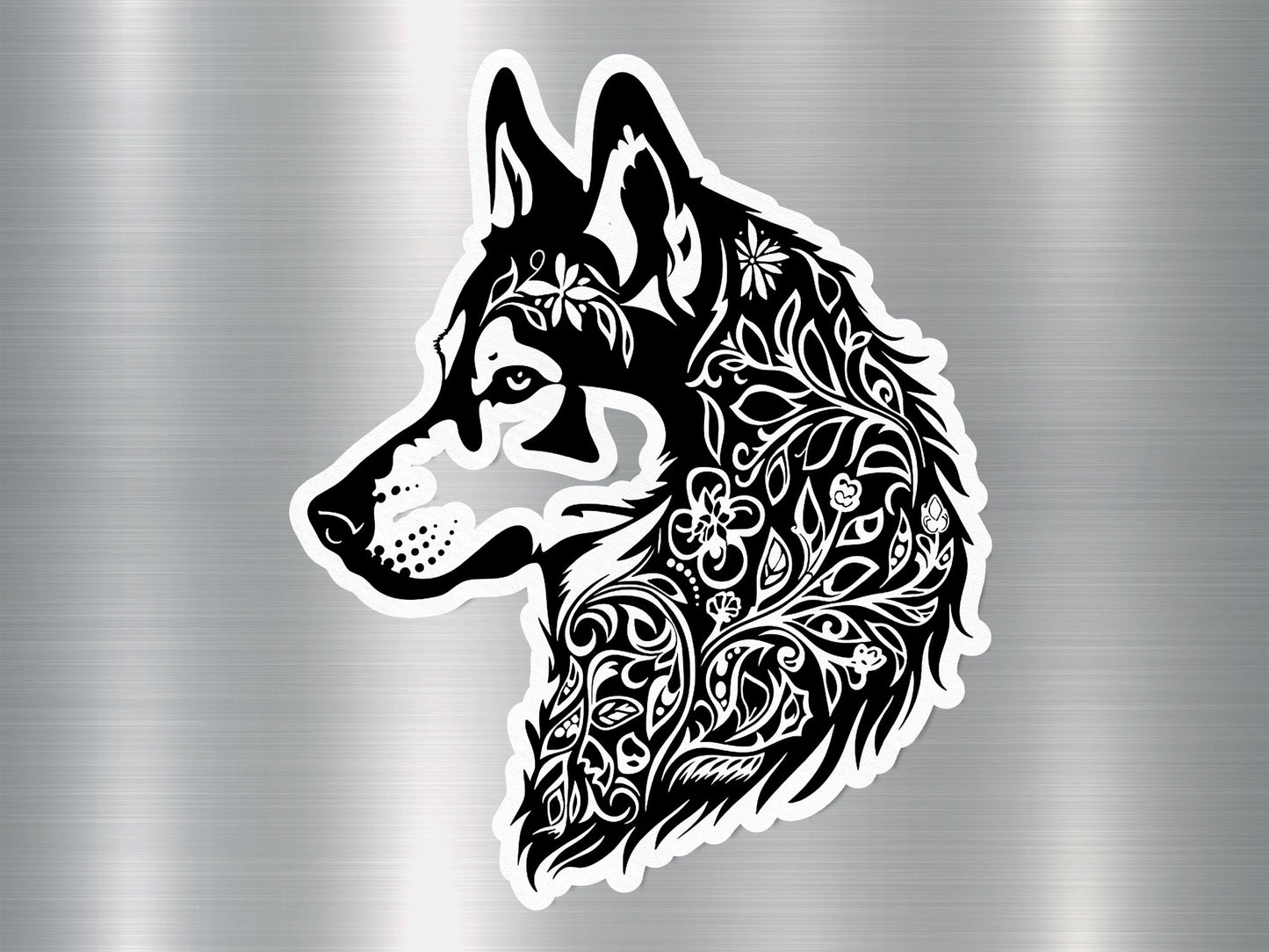 Floral Husky Dog Sticker