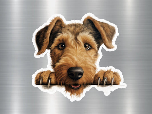 Airedale Peek Dog Sticker