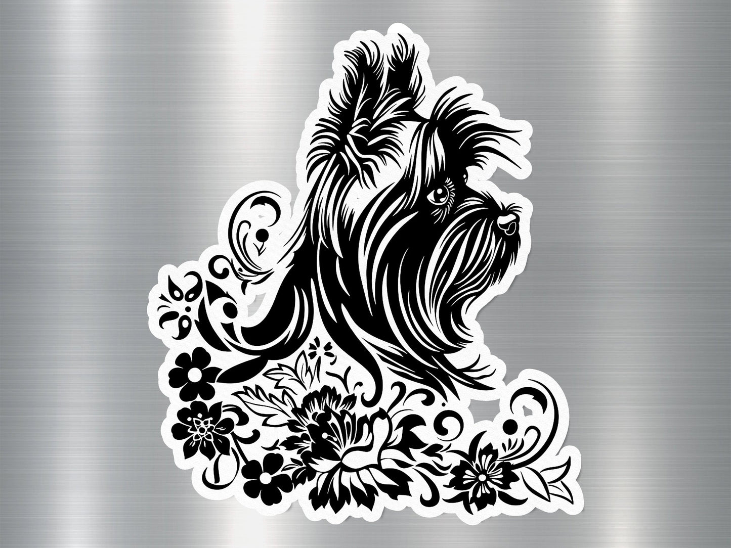 Floral Yorkie Dog Sticker