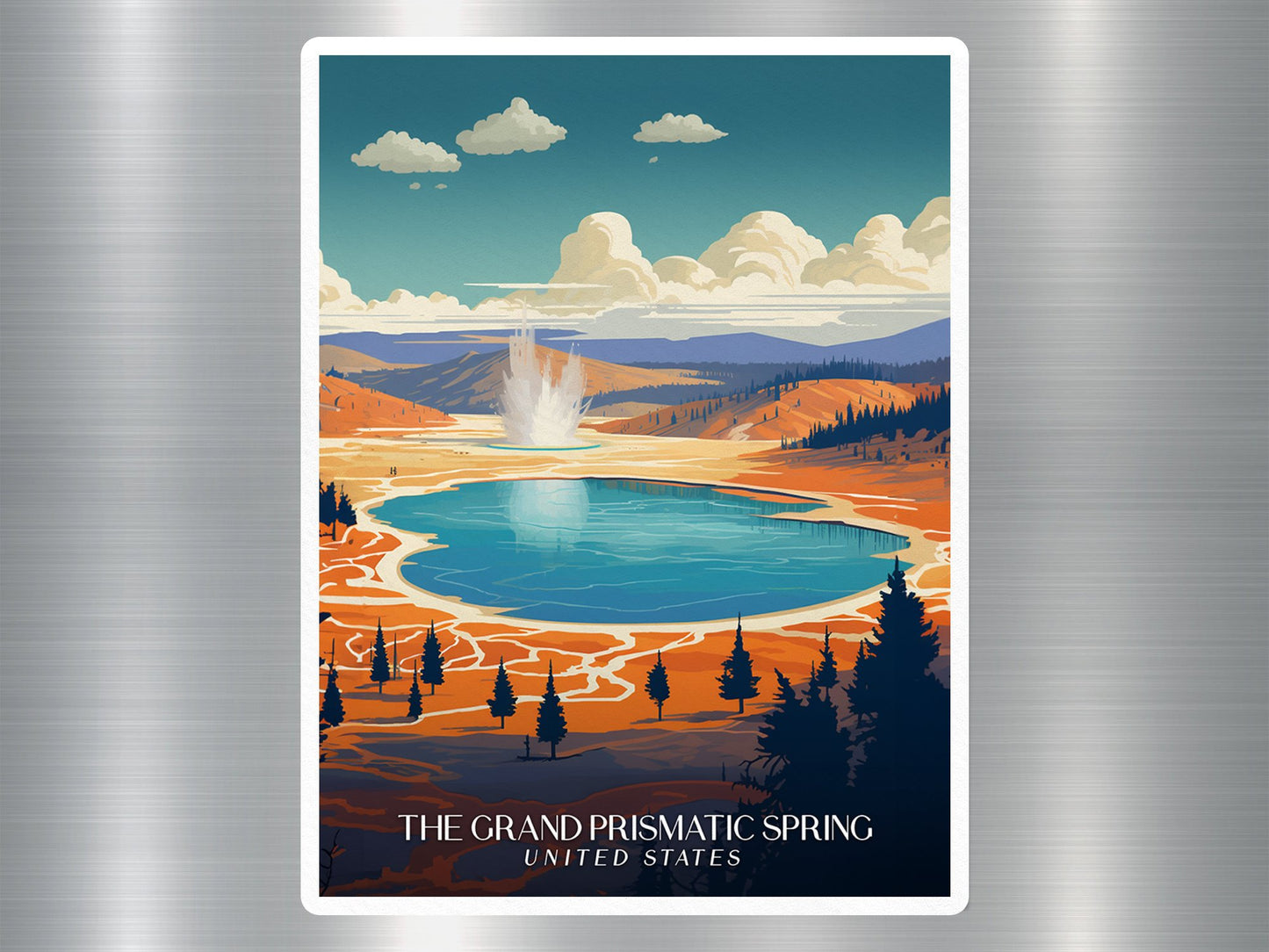 Vintage The Grand Prismatic Spring Travel Sticker