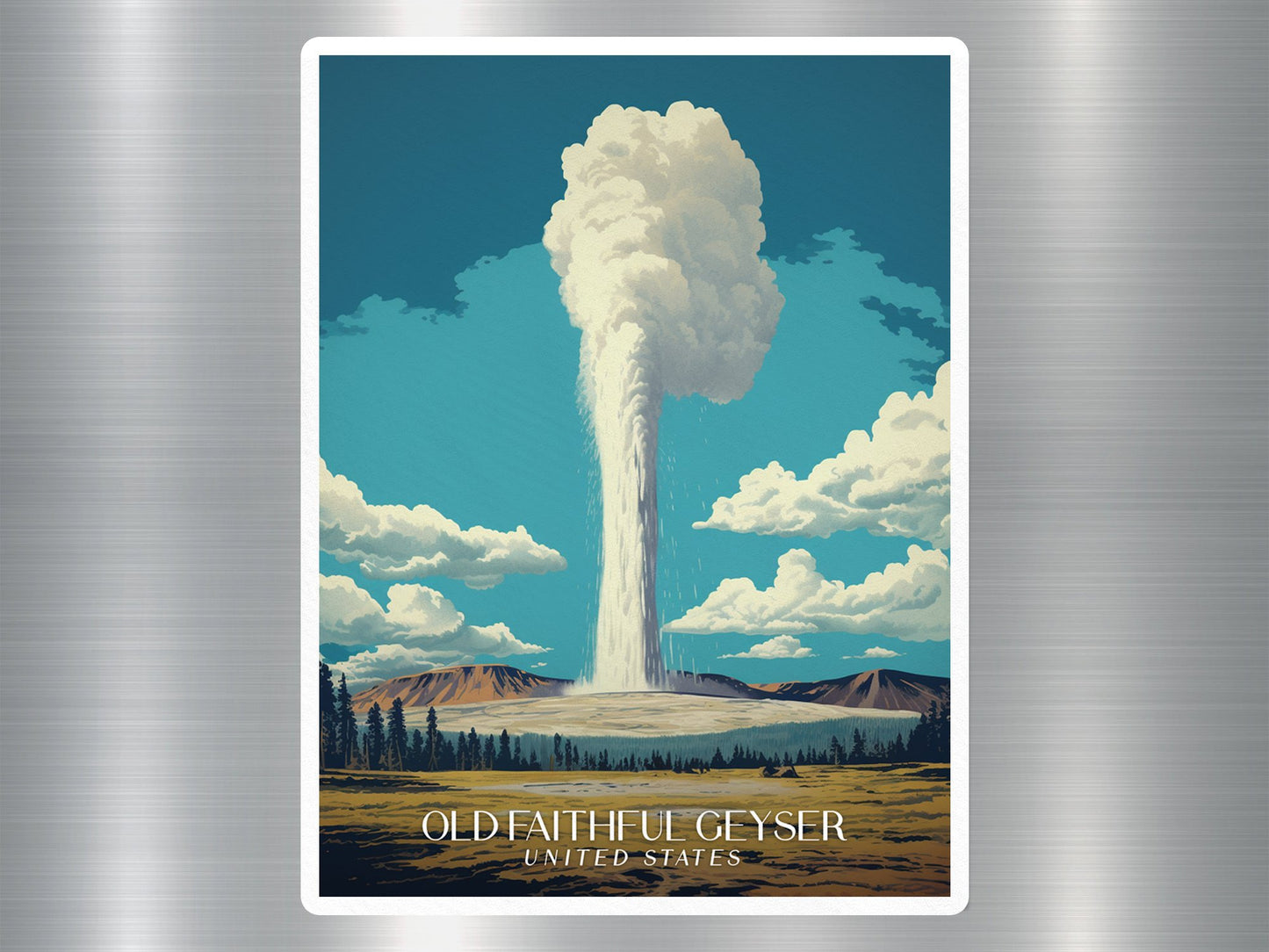 Vintage Old Faithfull Geyser Travel Sticker