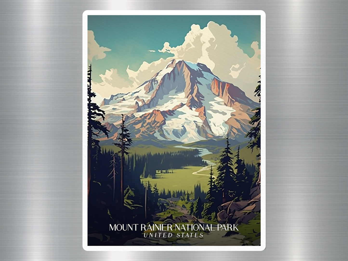 Vintage Mount Rainer National Park Travel Sticker