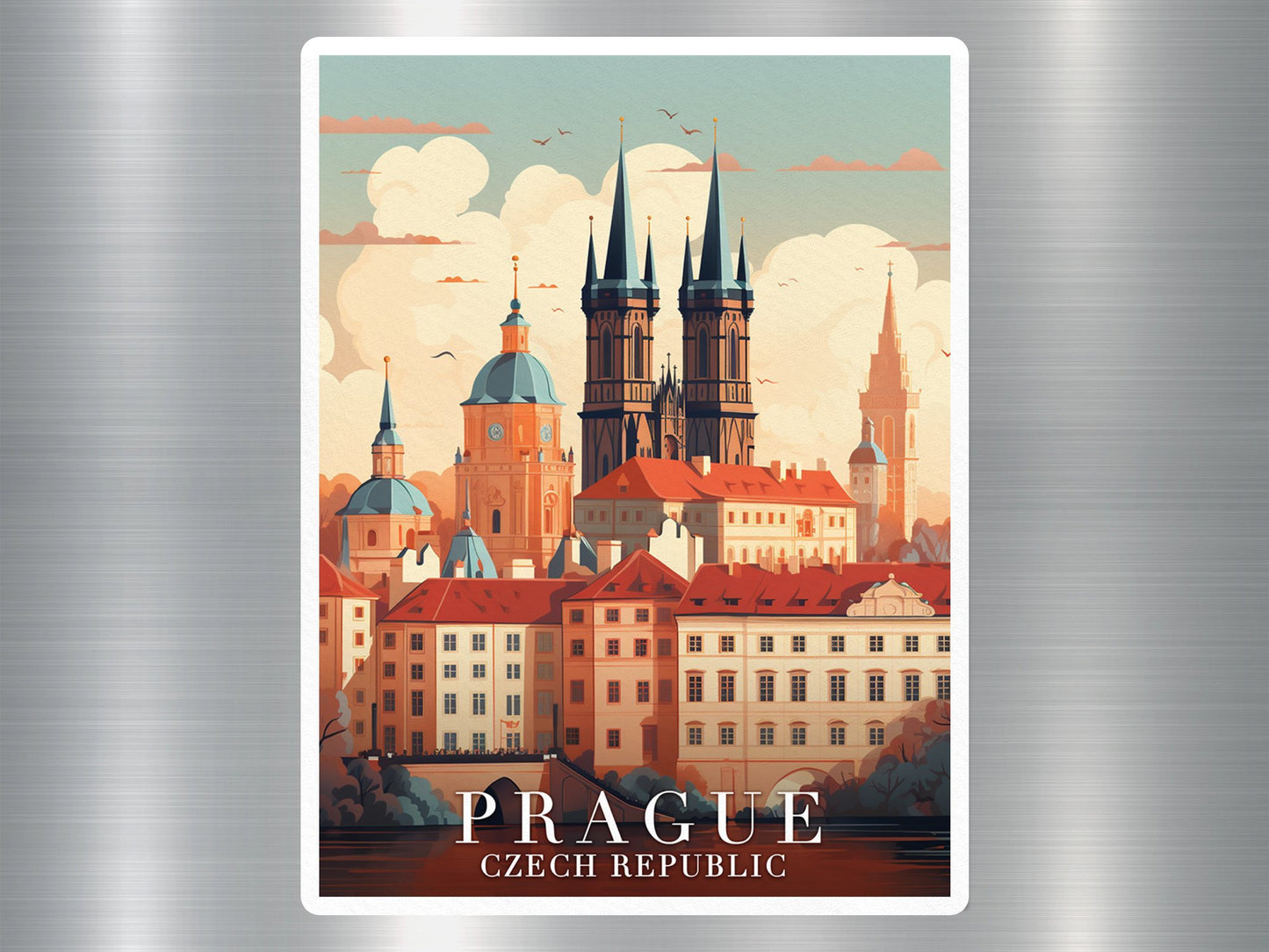 Vintage Prague Czech Republic Travel Sticker