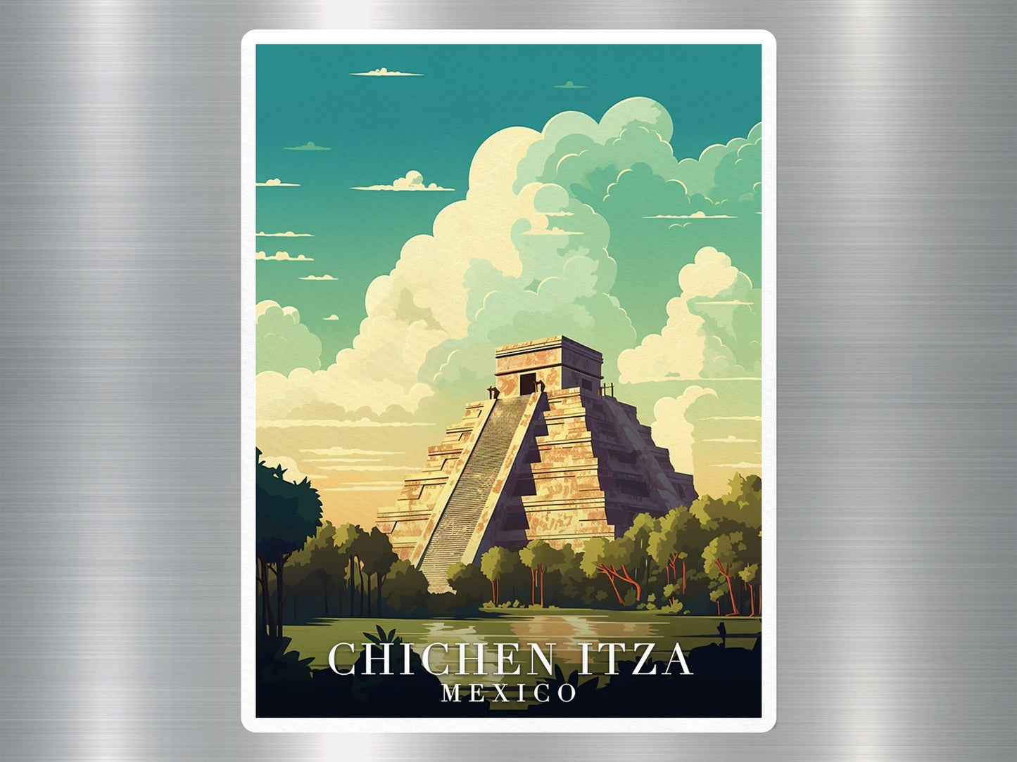 Vintage Chichen Itza Mexico Travel Sticker