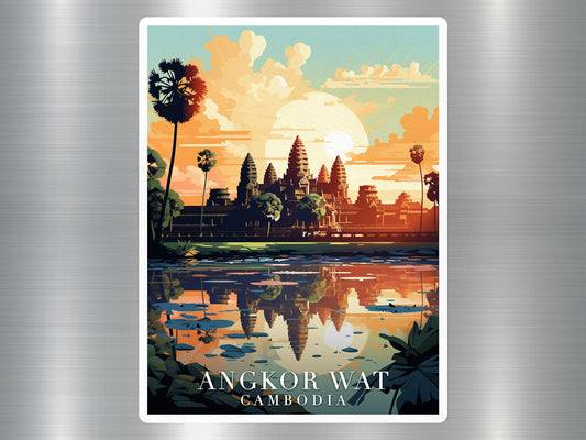 Vintage Angkor Wat Cambodia Travel Sticker