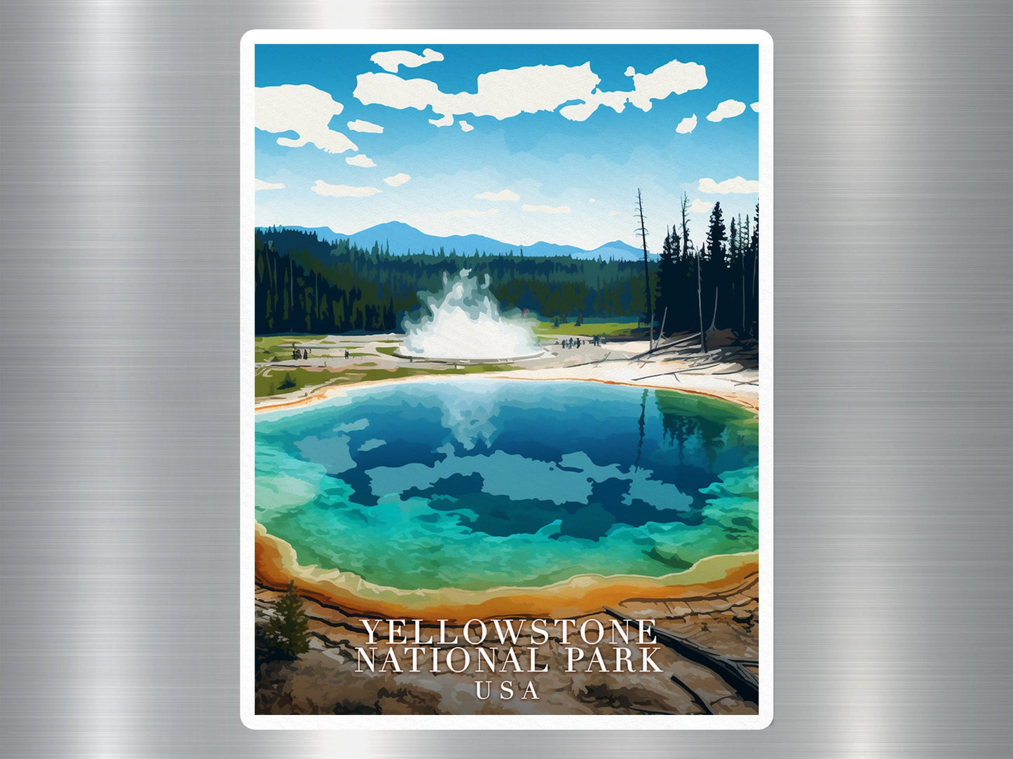 Vintage Yellow Stone National Park USA Travel Sticker