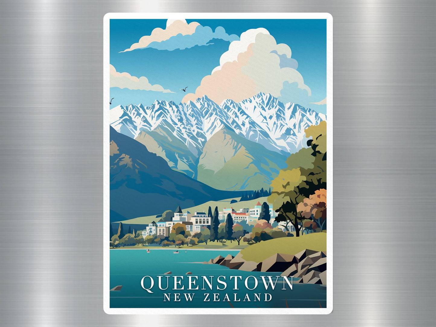 Vintage Queenstown  New Zealand Travel Sticker