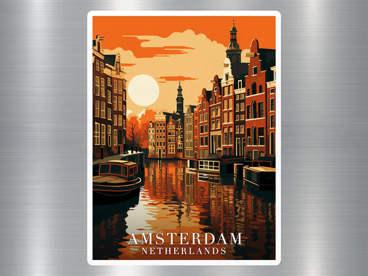 Vintage Amsterdam Netherlands Travel Sticker