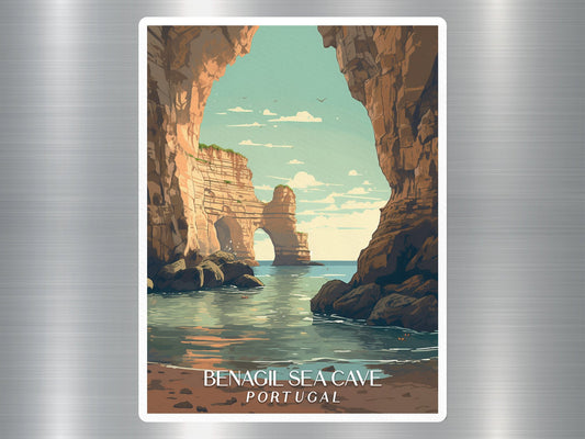 Vintage Benagil Sea Cave Portugal Sticker