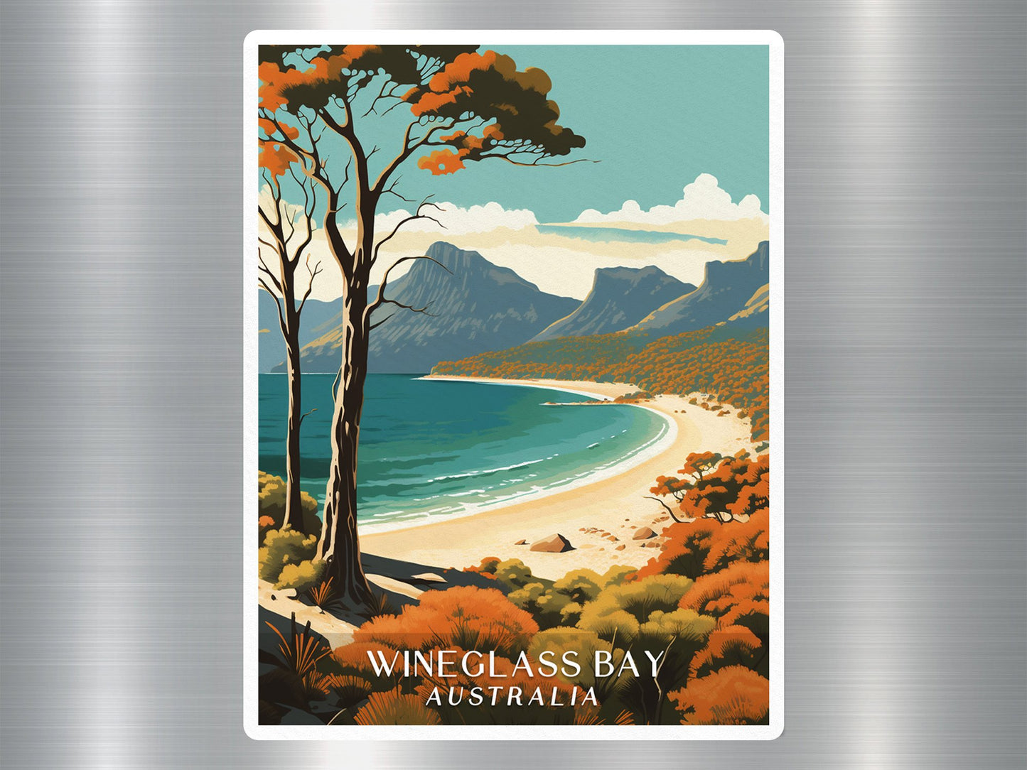 Vintage Wine Glass Bay Australia Sticker