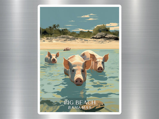 Vintage Pig Beach Bahamas Sticker