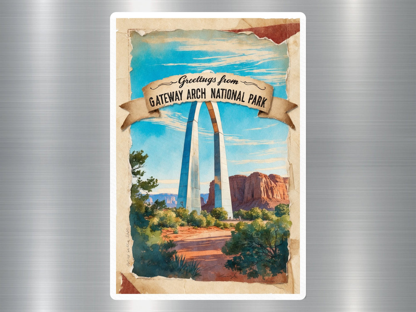 Vintage Gateway Arch National Park Sticker