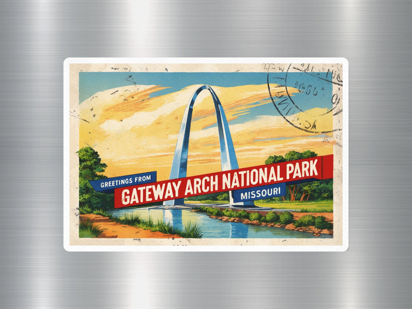 Vintage Gateway Arch National Park Sticker