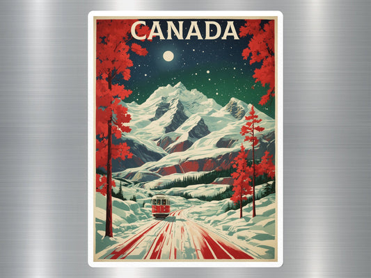 Vintage Snowy Mountainscape Canada Sticker