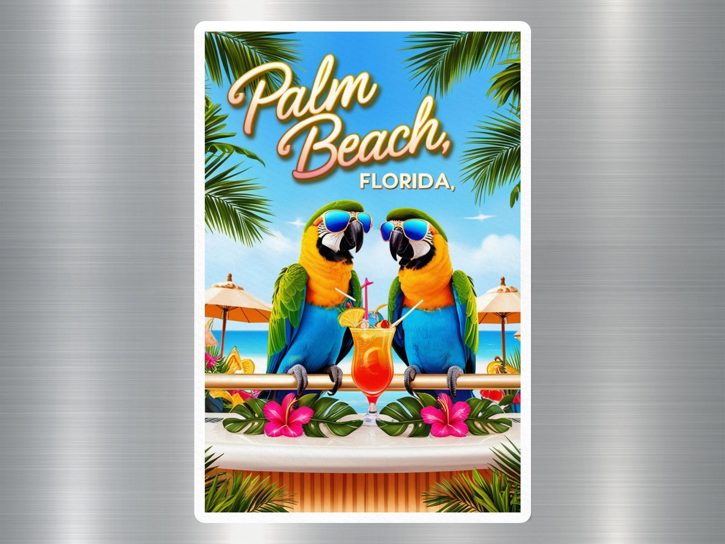 Cool Palm Beach Florida Parrots Sticker