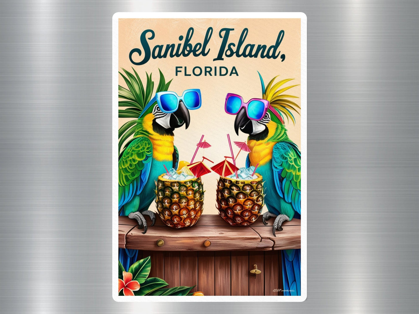 Sanibel Island Florida Parrots Sticker