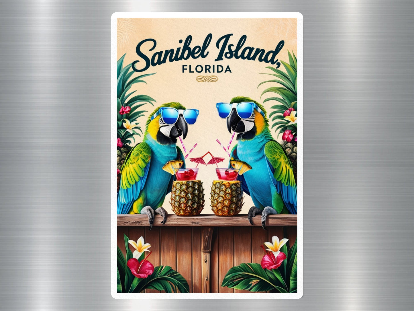 Sanibel Island Florida Parrots Sticker